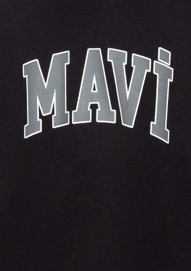  Mavi Mavi Logo Baskılı Siyah Tişört Loose Fit / Bol Rahat Kesim 6610418-900