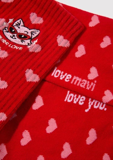  Mavi 2li Kedi İşlemeli Soket Çorap 0912419-900