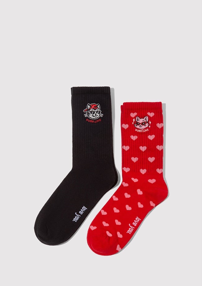  Mavi 2li Kedi İşlemeli Soket Çorap 0912419-900