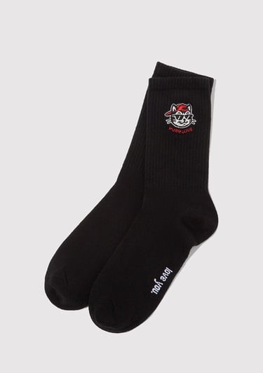  Mavi 2li Kedi İşlemeli Soket Çorap 0912419-900