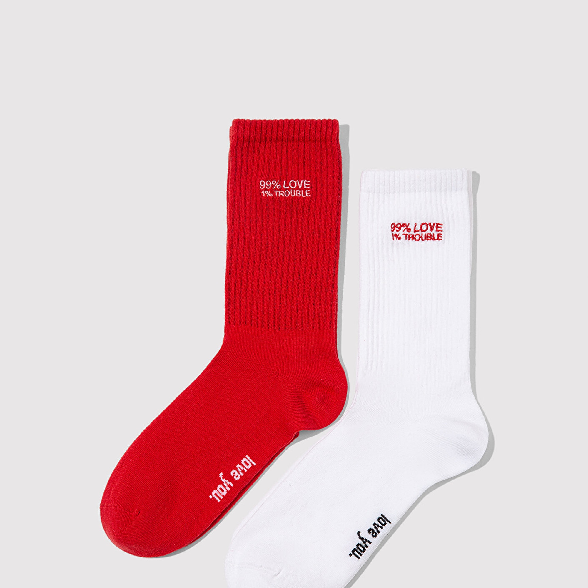 Mavi 2li Love Trouble Baskılı Soket Çorap 0912418-620