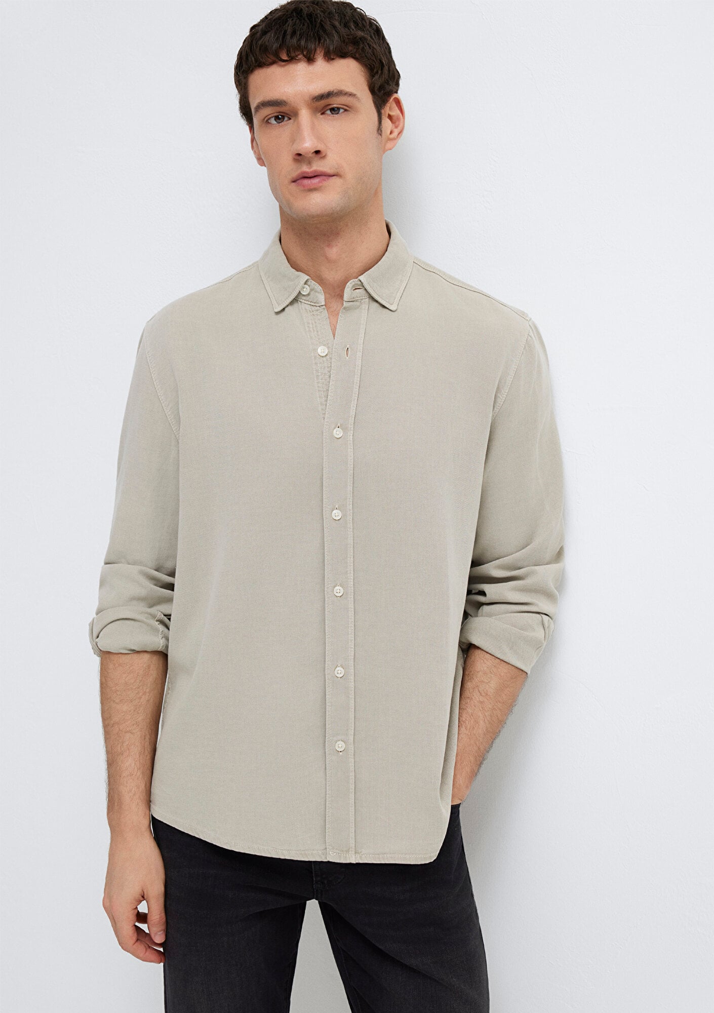 Mavi Keten Karışımlı Yeşil Tencel TM Liyosel Gömlek Regular Fit / Normal Kesim 0211482-70333