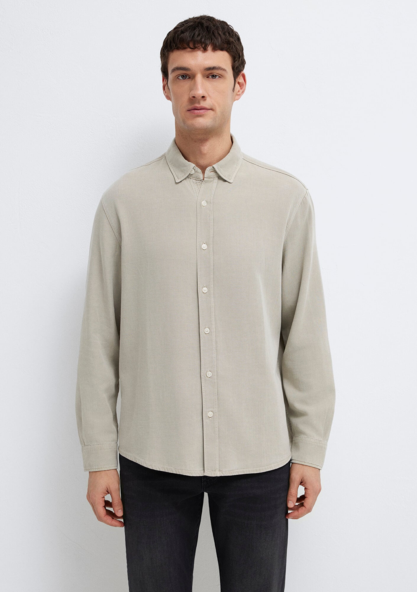 Mavi Keten Karışımlı Yeşil Tencel TM Liyosel Gömlek Regular Fit / Normal Kesim 0211482-70333