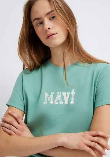  Mavi Mavi Baskılı Yeşil Tişört Regular Fit / Normal Kesim 1612232-71480