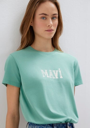  Mavi Mavi Baskılı Yeşil Tişört Regular Fit / Normal Kesim 1612232-71480