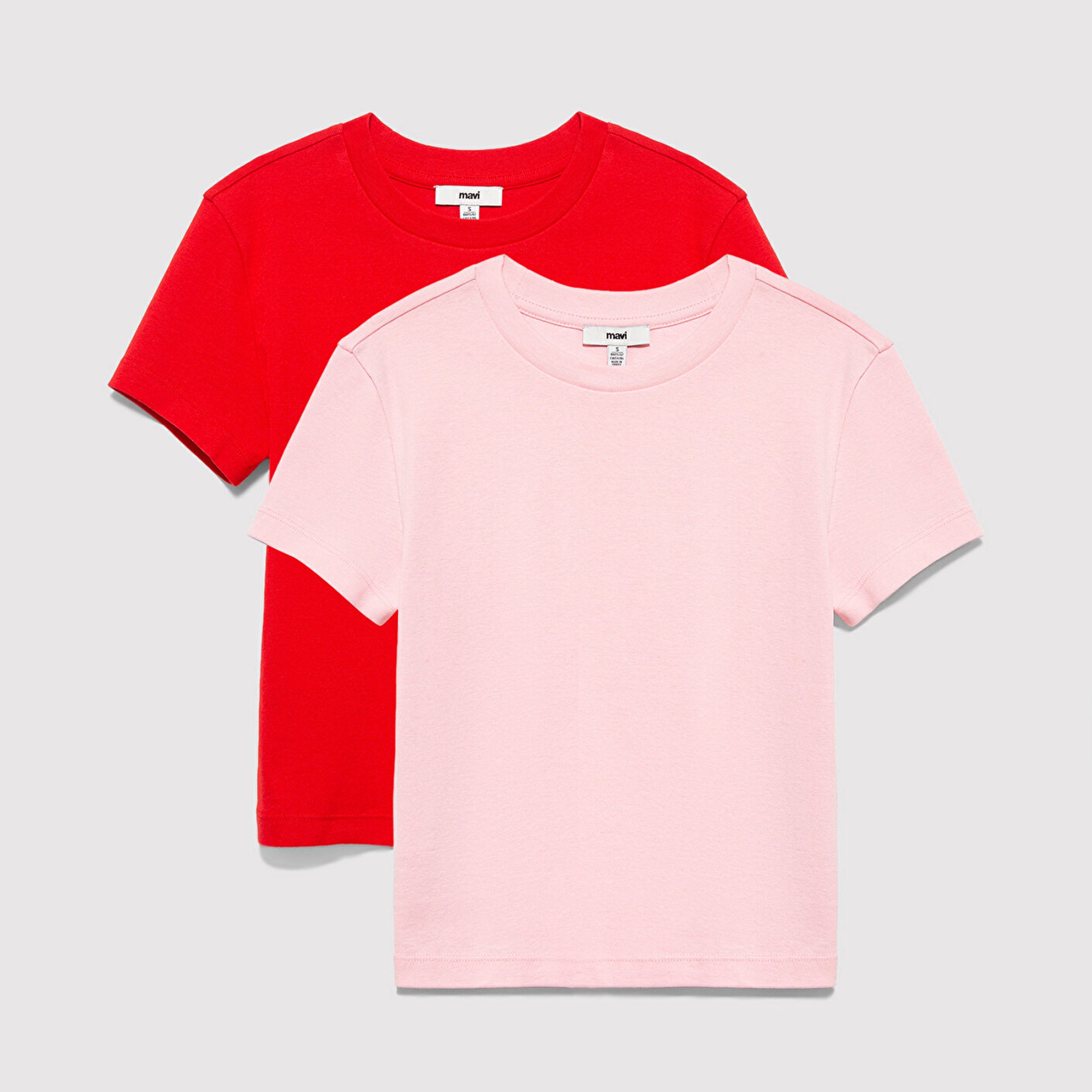 Mavi 2li Kadın Basic Tişört Crop / Kısa Kesim 1613028-89200