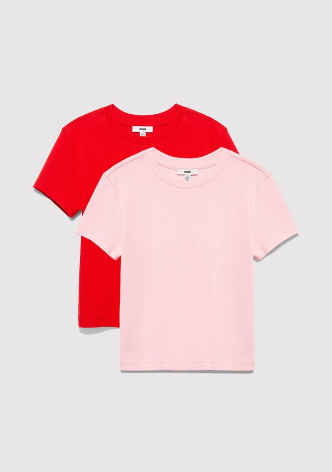  Mavi 2li Kadın Basic Tişört Crop / Kısa Kesim 1613028-89200