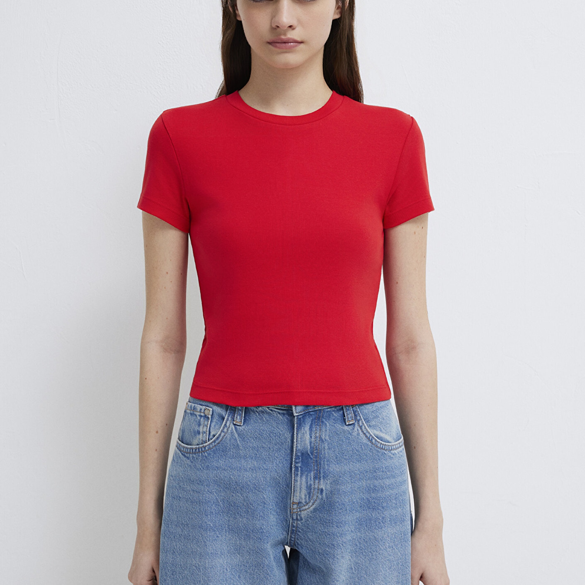 Mavi 2li Kadın Basic Tişört Crop / Kısa Kesim 1613028-89200