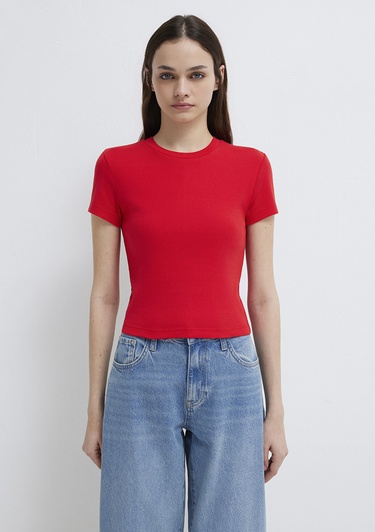  Mavi 2li Kadın Basic Tişört Crop / Kısa Kesim 1613028-89200