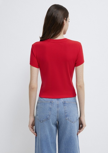  Mavi 2li Kadın Basic Tişört Crop / Kısa Kesim 1613028-89200