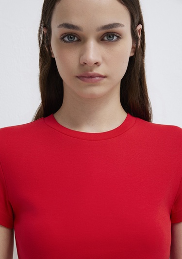  Mavi 2li Kadın Basic Tişört Crop / Kısa Kesim 1613028-89200