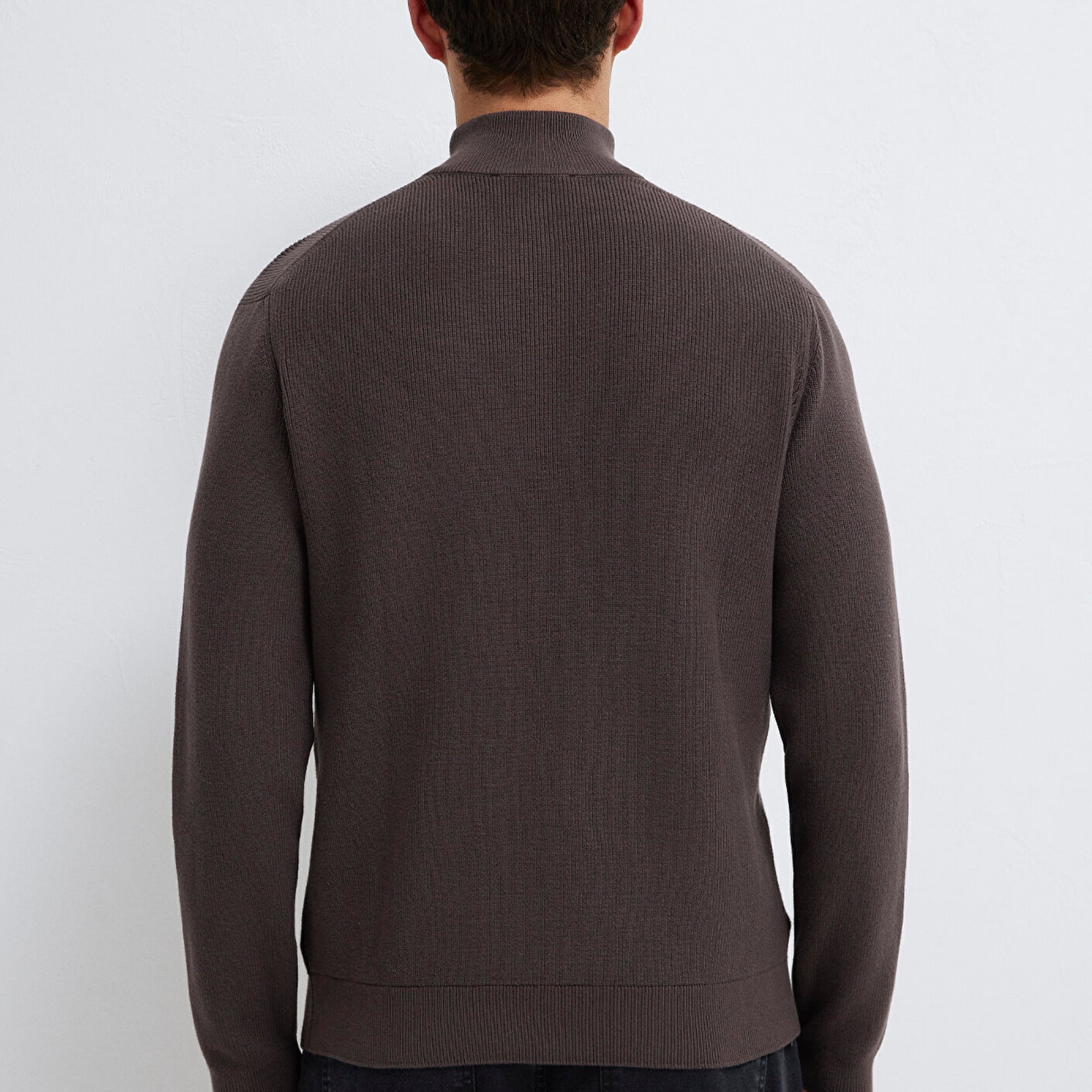 Mavi Yarı Fermuarlı Kahverengi Kazak Regular Fit / Normal Kesim 0710396-70219