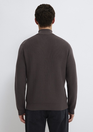  Mavi Yarı Fermuarlı Kahverengi Kazak Regular Fit / Normal Kesim 0710396-70219