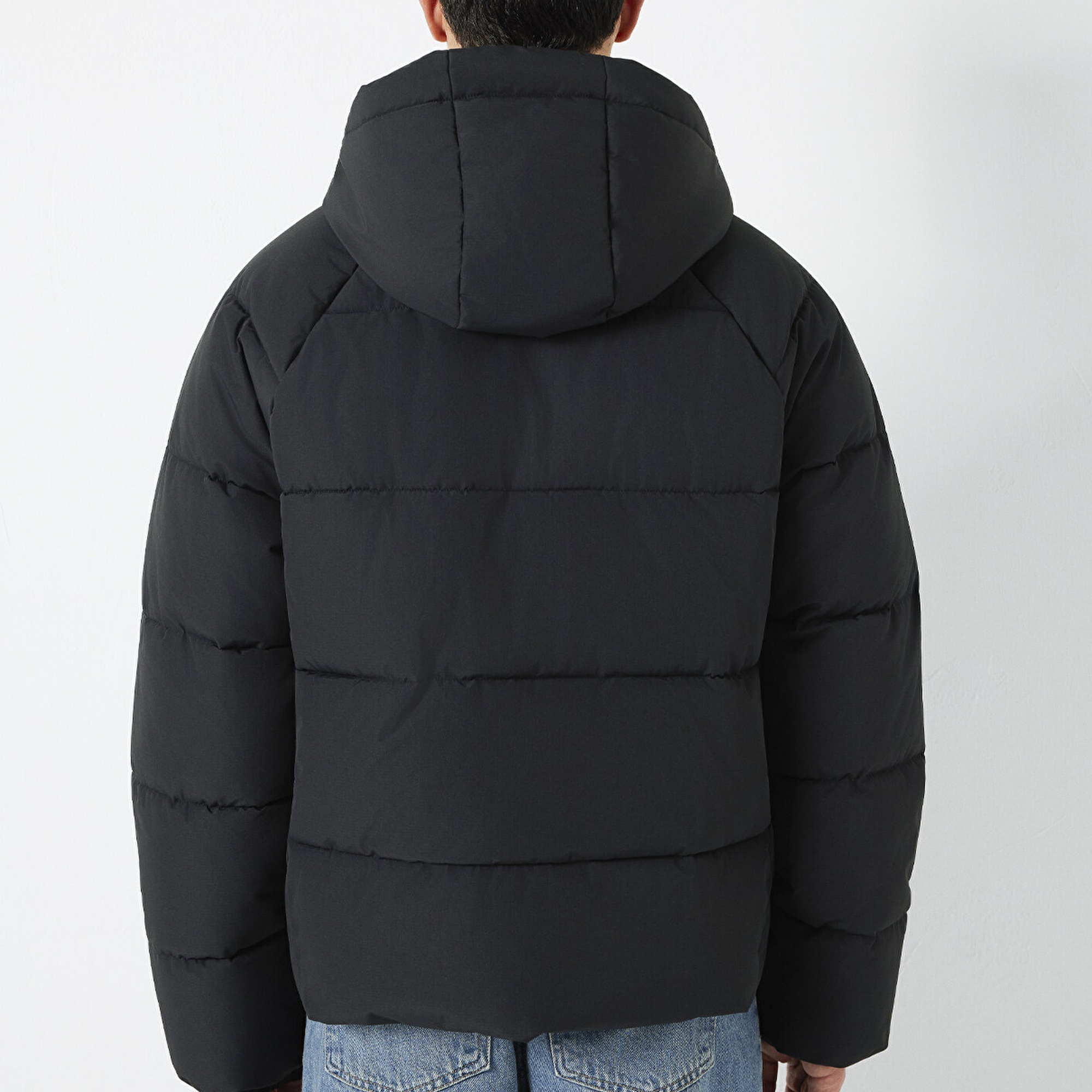 Mavi Kapüşonlu Siyah Ceket Loose Fit / Bol Rahat Kesim 0110756-71379