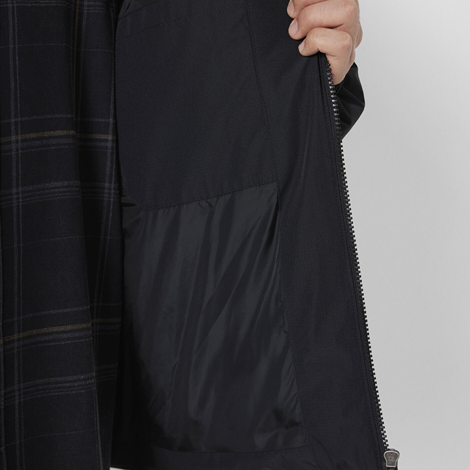 Mavi Kapüşonlu Siyah Ceket Loose Fit / Bol Rahat Kesim 0110756-71379