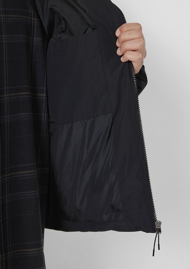  Mavi Kapüşonlu Siyah Ceket Loose Fit / Bol Rahat Kesim 0110756-71379