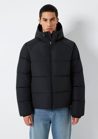  Mavi Kapüşonlu Siyah Ceket Loose Fit / Bol Rahat Kesim 0110756-71379