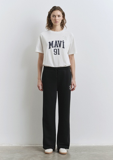  Mavi Mavi Logo Şerit Detaylı Siyah Eşofman Altı 1011038-900