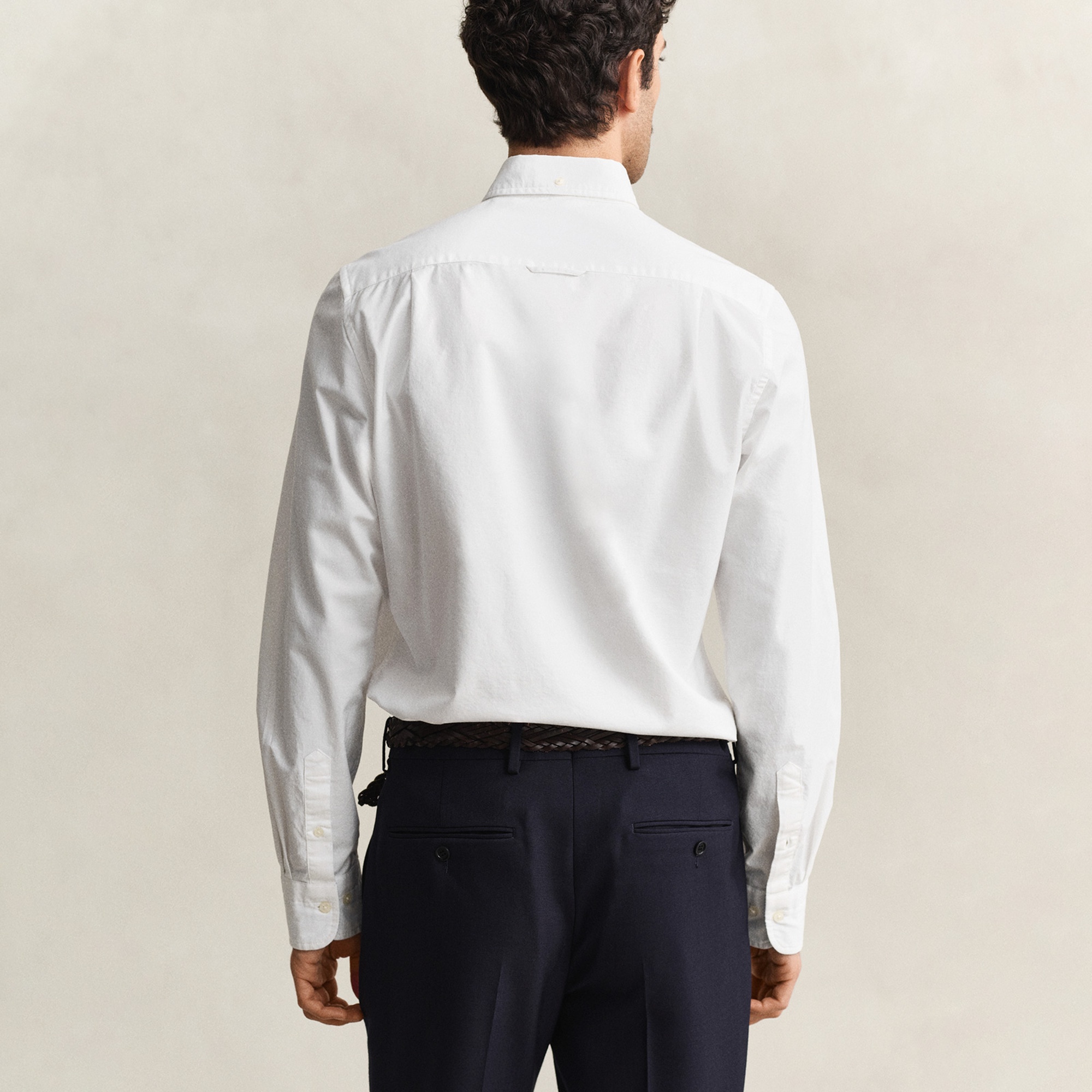 GANT Erkek Beyaz Slim Fit Çizgili Logolu Gömlek