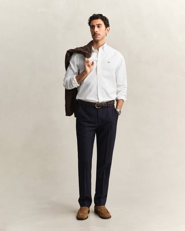  GANT Erkek Beyaz Slim Fit Çizgili Gömlek