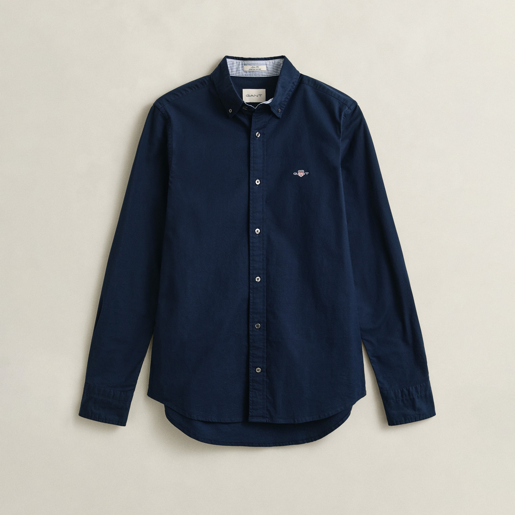 GANT Erkek Lacivert Slim Fit Çizgili Logolu Gömlek