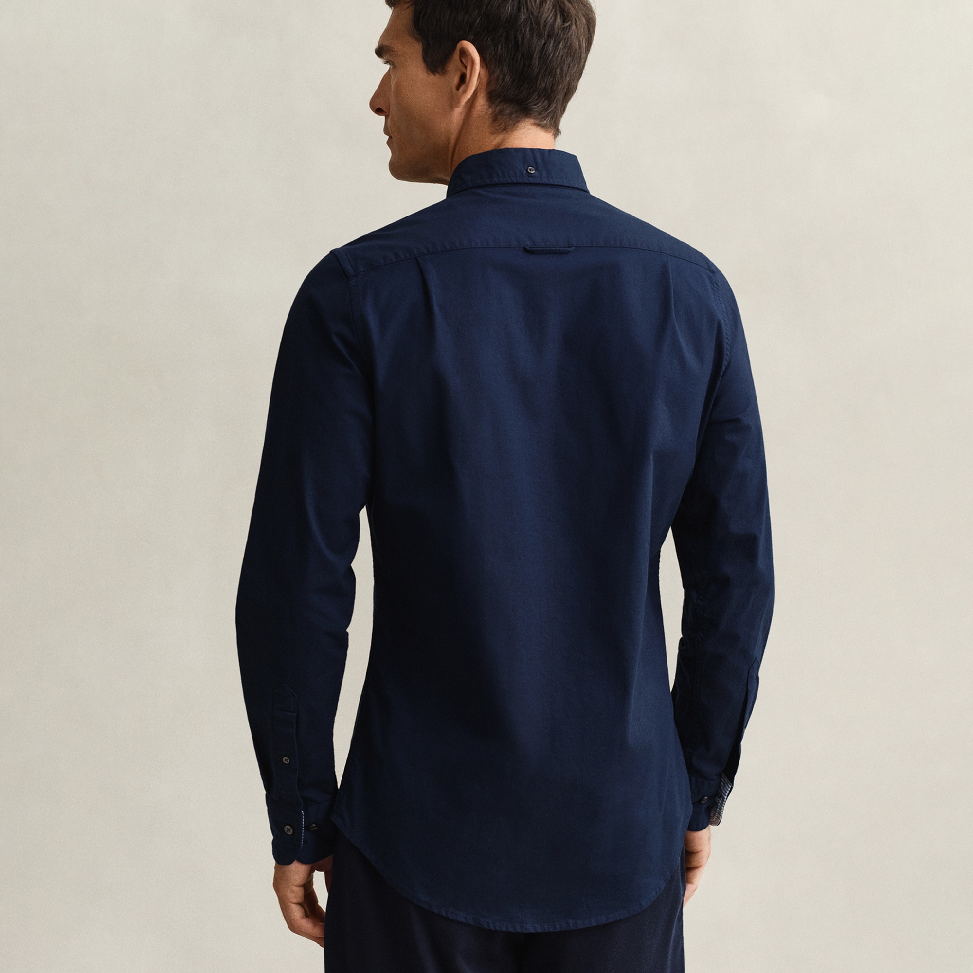 GANT Erkek Lacivert Slim Fit Çizgili Logolu Gömlek