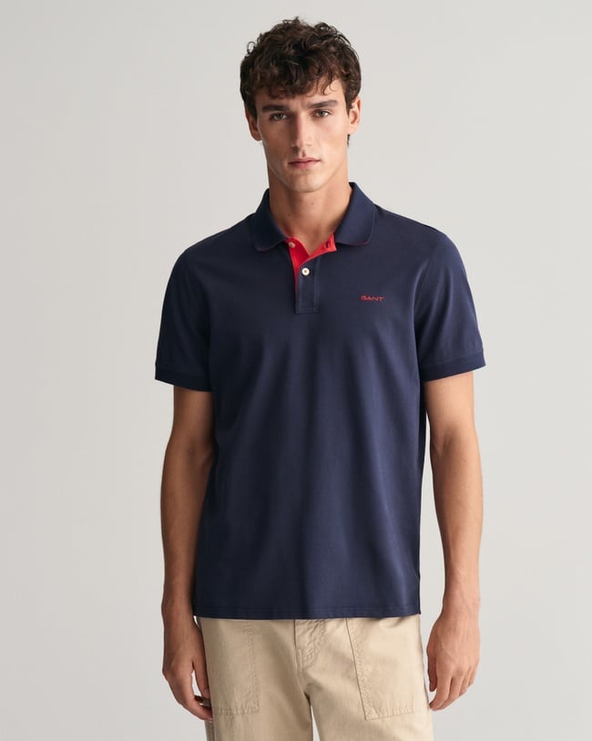  GANT Erkek Mavi Regular Fit Düğmeli Yaka Polo T-Shirt