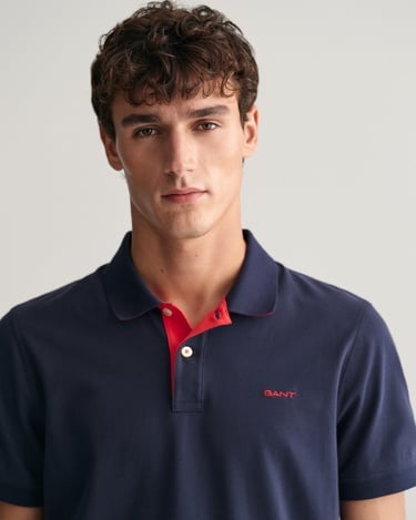  GANT Erkek Mavi Regular Fit Düğmeli Yaka Polo T-Shirt