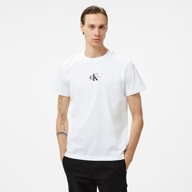  Calvin Klein Jeans Monologo Erkek Beyaz T-Shirt