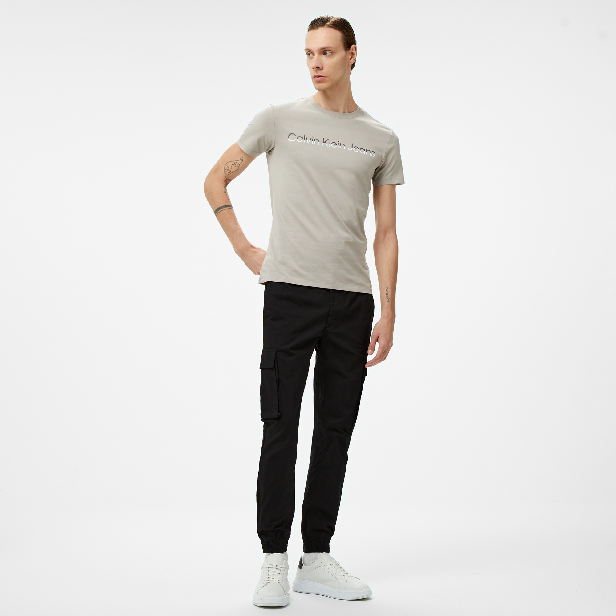 Calvin Klein Jeans Mixed institutional Logo Erkek Gri T-Shirt