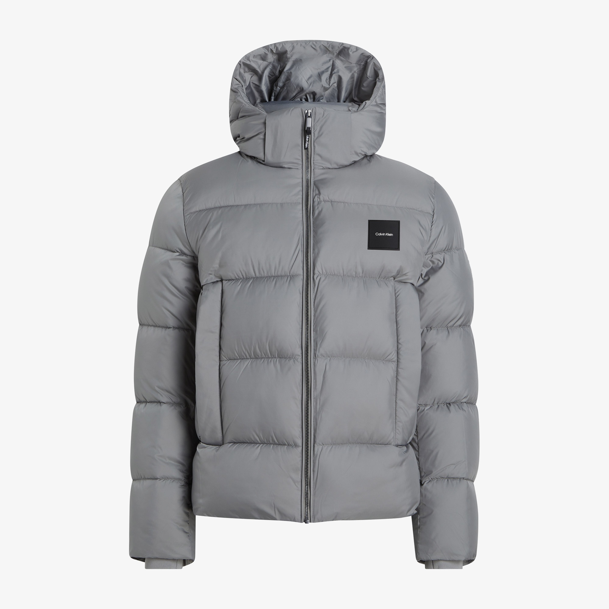 Calvin Klein Hooded Quilt Puffer Erkek Gri Mont
