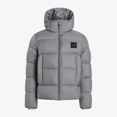  Calvin Klein Hooded Quilt Puffer Erkek Gri Mont