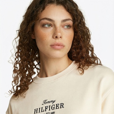  Tommy Hilfiger Reg Kadın Krem Sweatshirt