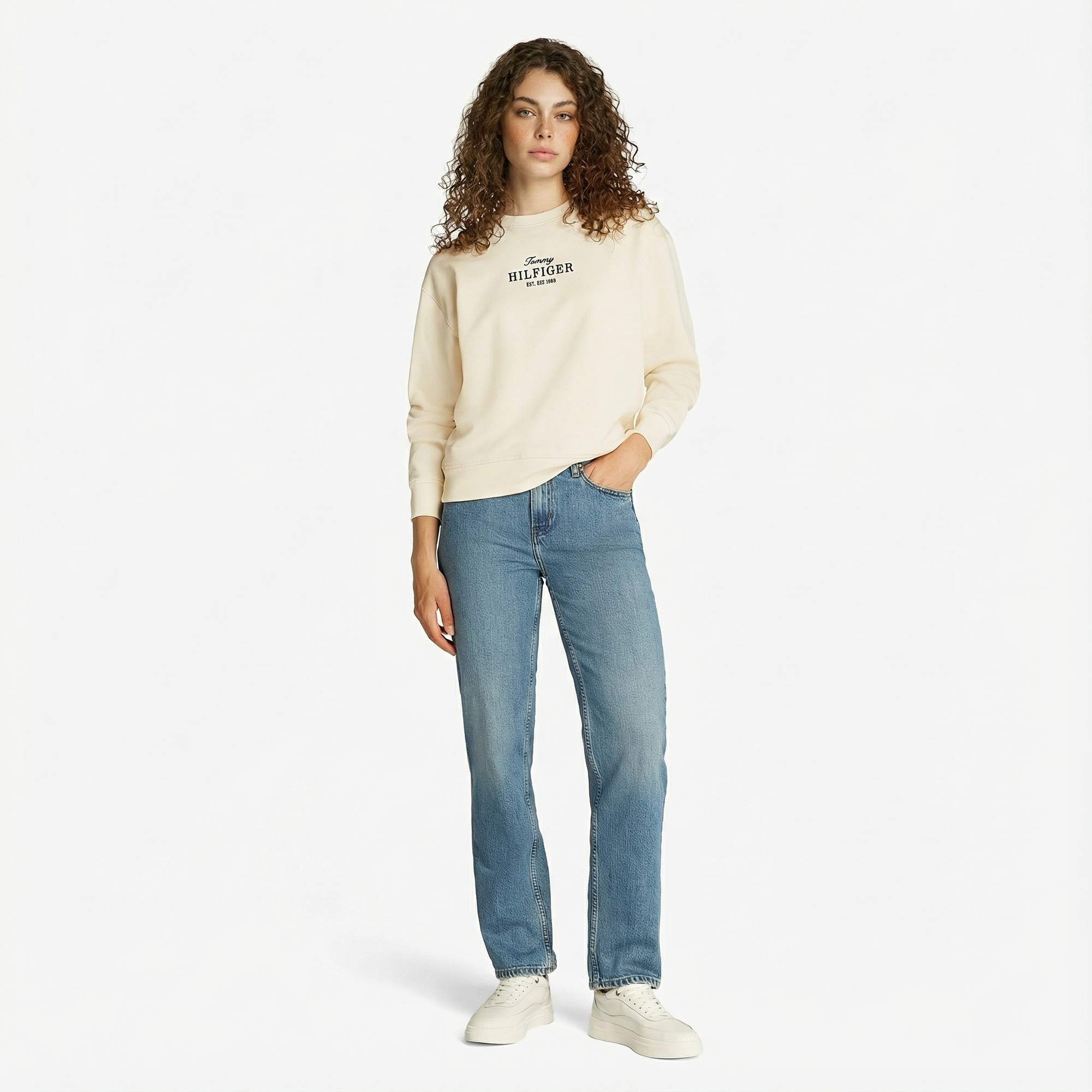 Tommy Hilfiger Reg Kadın Krem Sweatshirt