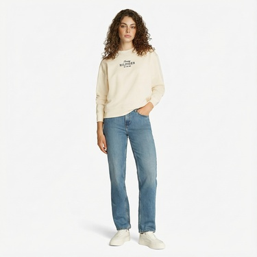  Tommy Hilfiger Reg Kadın Krem Sweatshirt