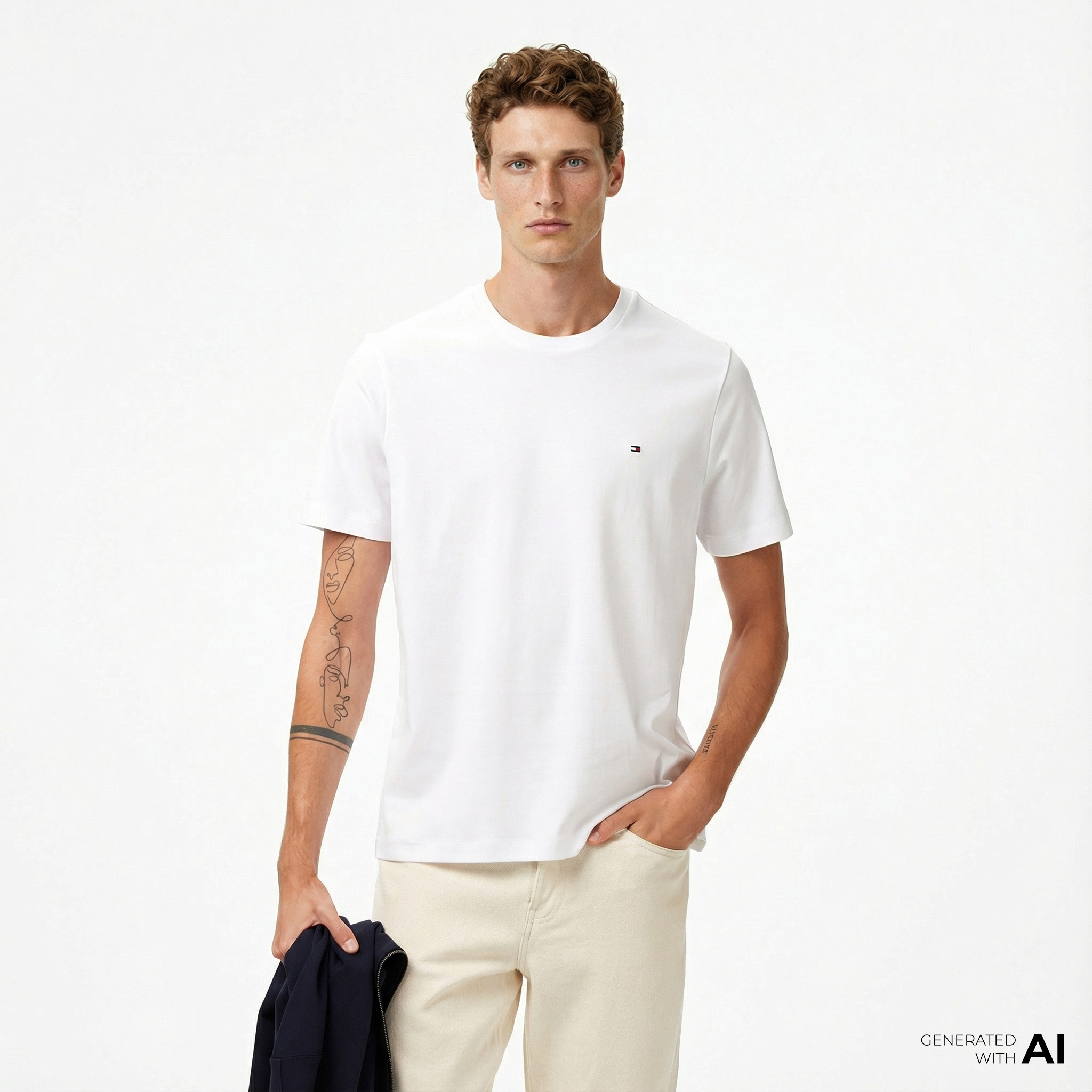  Tommy Hilfiger Elevated Essentials Erkek Beyaz T-Shirt