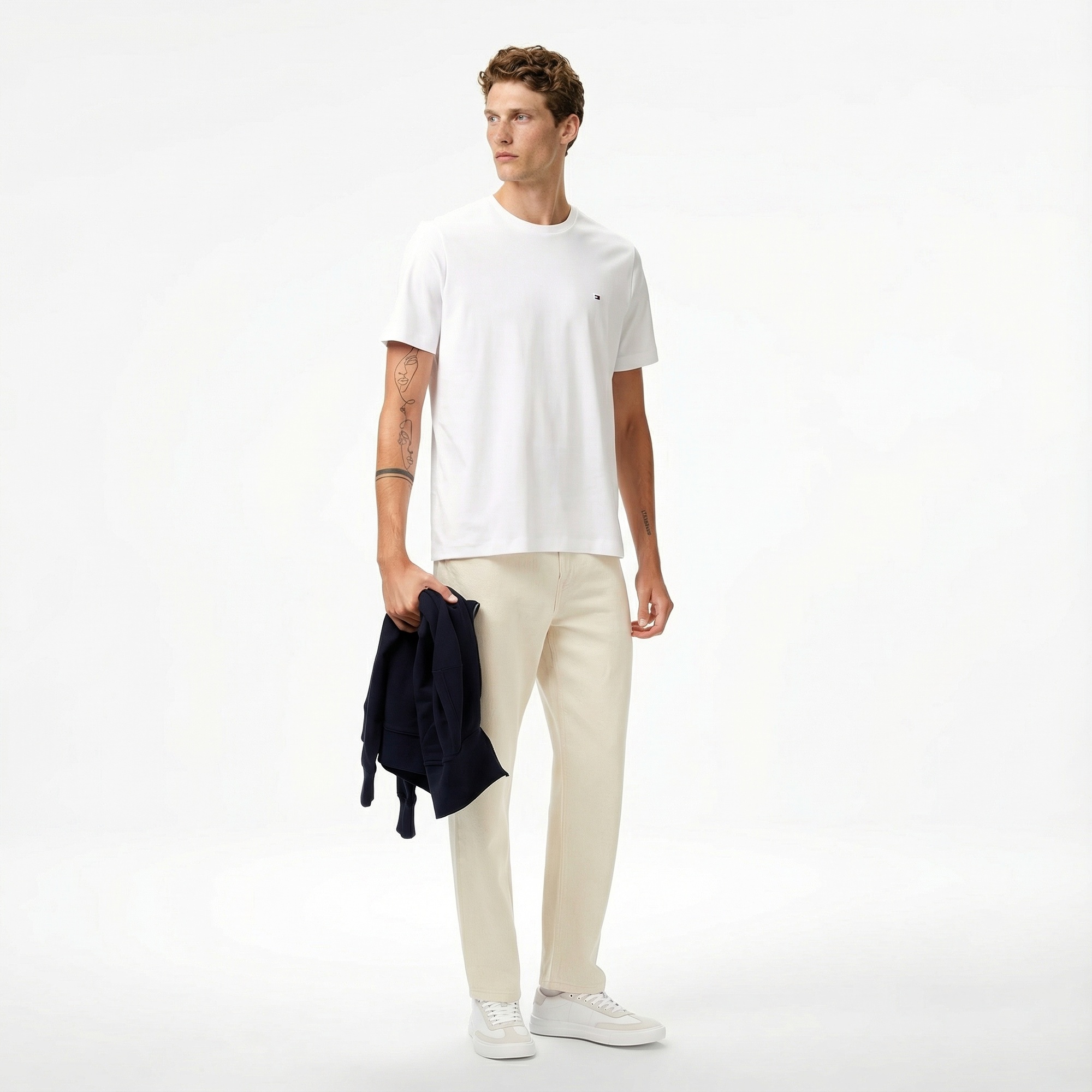 Tommy Hilfiger Elevated Essentials Erkek Beyaz T-Shirt