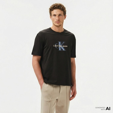  Calvin Klein Monologo Shift Erkek Siyah T-Shirt