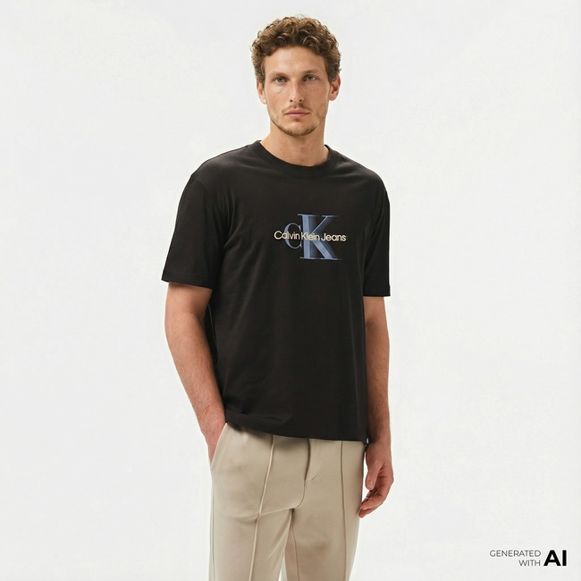  Calvin Klein Monologo Shift Erkek Siyah T-Shirt