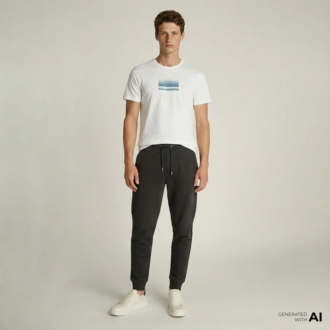  Calvin Klein Structured Embroidery Sweats Erkek Siyah Eşofman Altı