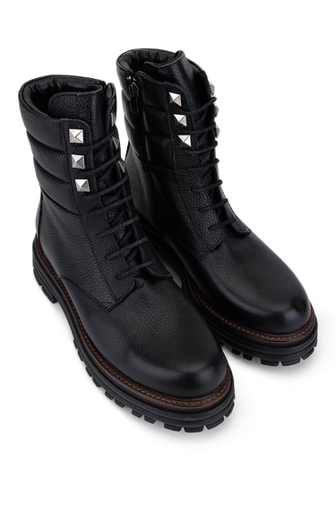  Tamer Tanca Kadın Hakiki Deri Siyah Casual Bot