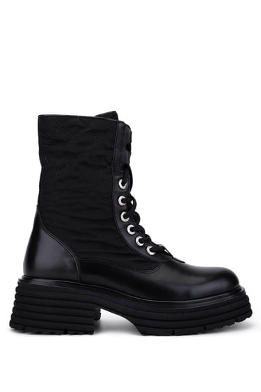  Tamer Tanca Kadın Hakiki Deri Siyah Deri Casual Bot