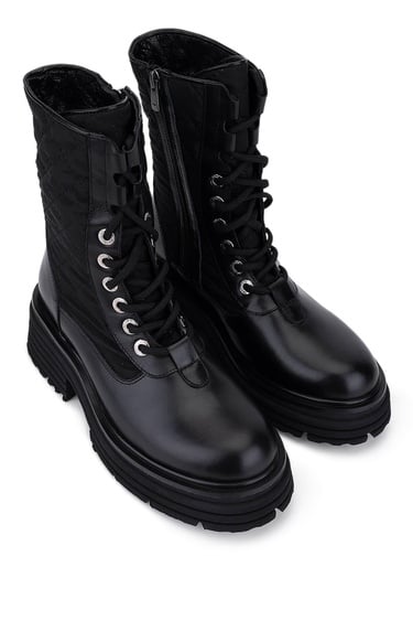  Tamer Tanca Kadın Hakiki Deri Siyah Deri Casual Bot