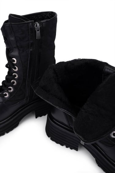  Tamer Tanca Kadın Hakiki Deri Siyah Deri Casual Bot