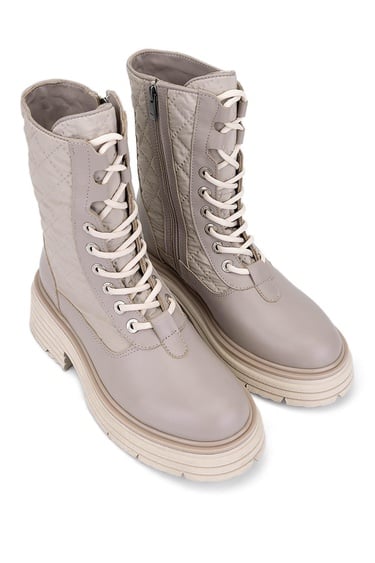  Tamer Tanca Kadın Hakiki Deri Bej Rugan Casual Bot