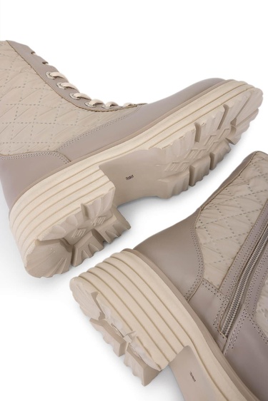  Tamer Tanca Kadın Hakiki Deri Bej Rugan Casual Bot