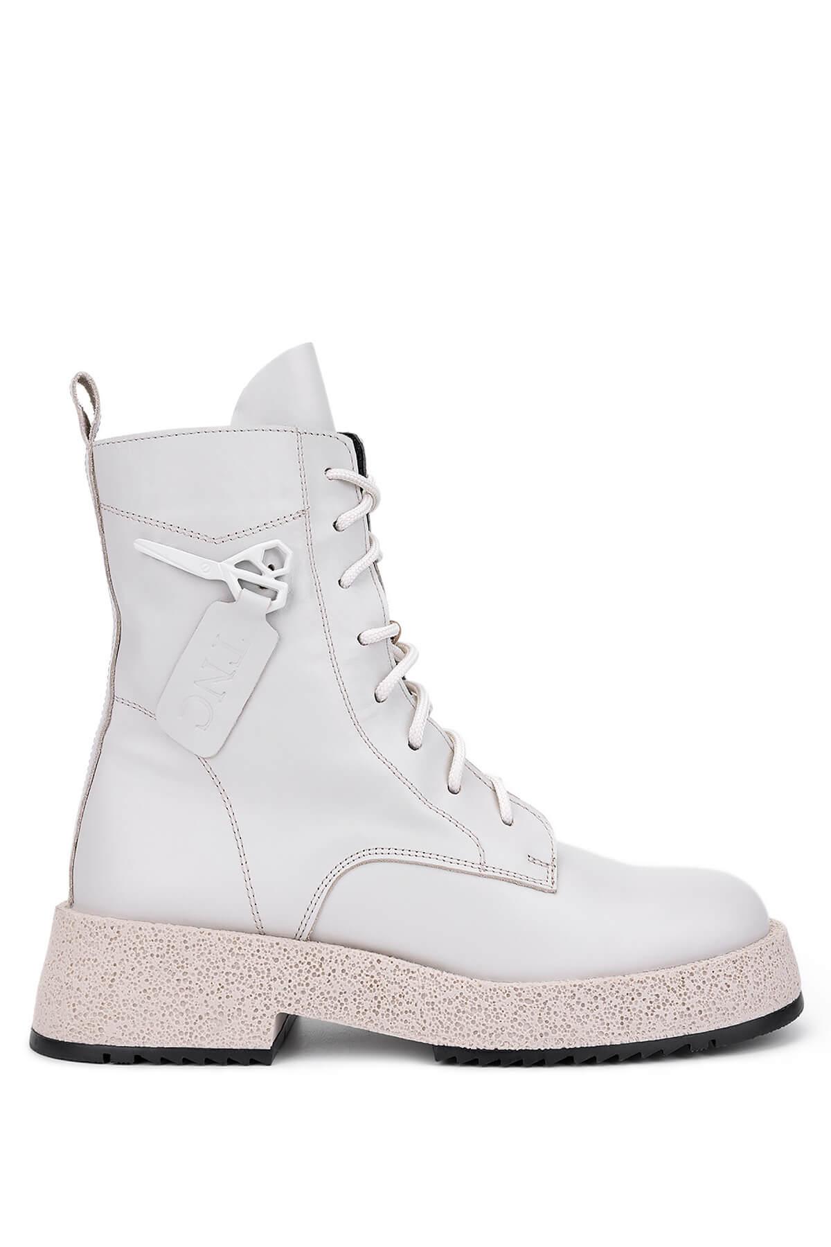  Tamer Tanca Kadın Hakiki Deri Kırık Beyaz Casual Bot