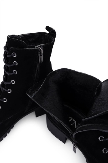  Tamer Tanca Kadın Hakiki Deri Siyah Casual Bot