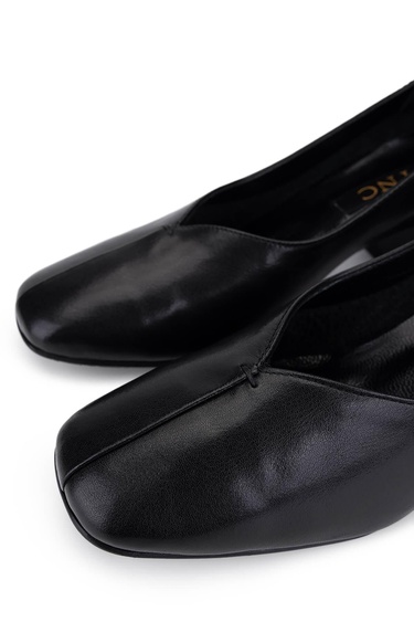  Tamer Tanca Kadın Hakiki Deri Siyah Deri Topuklu Ayakkabı