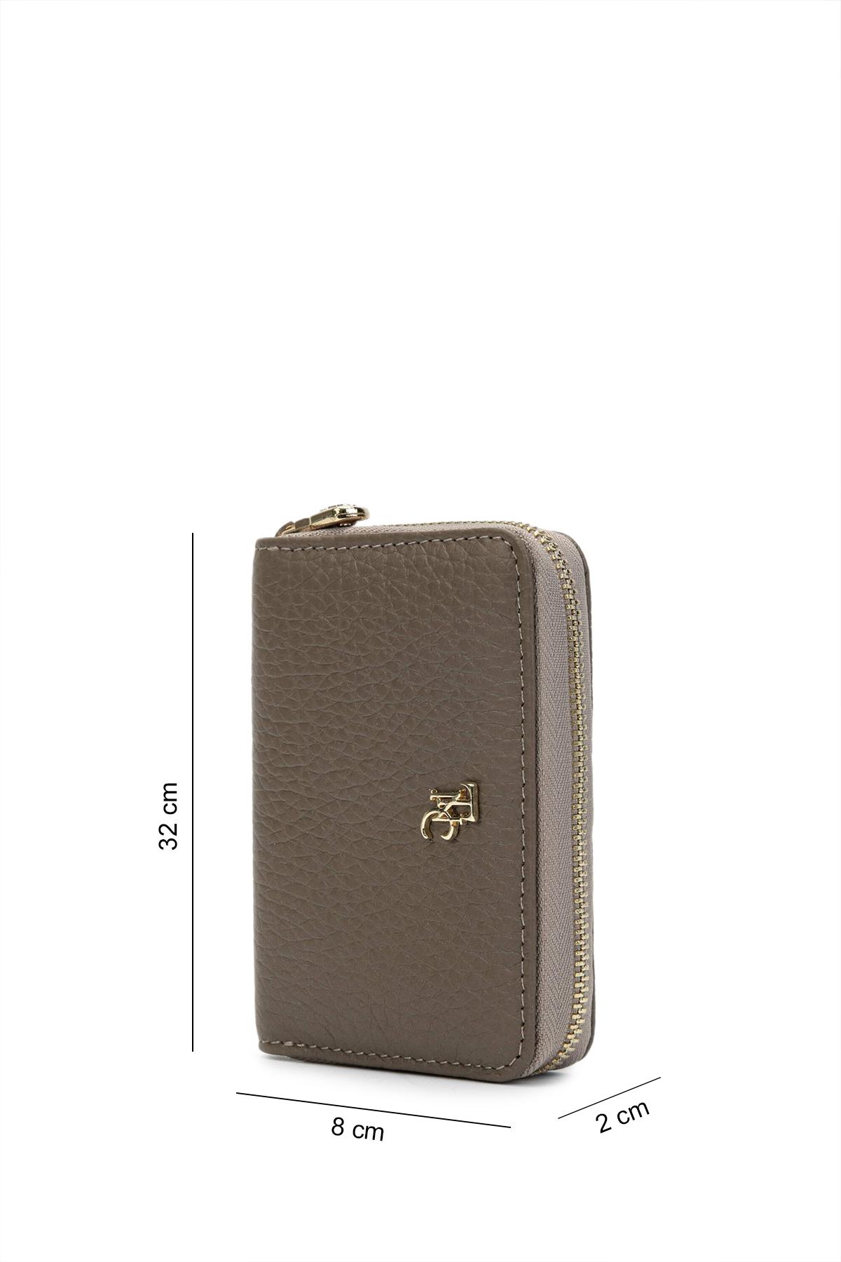 Tamer Tanca Kadın Hakiki Deri Bej Cüzdan Cuzdan